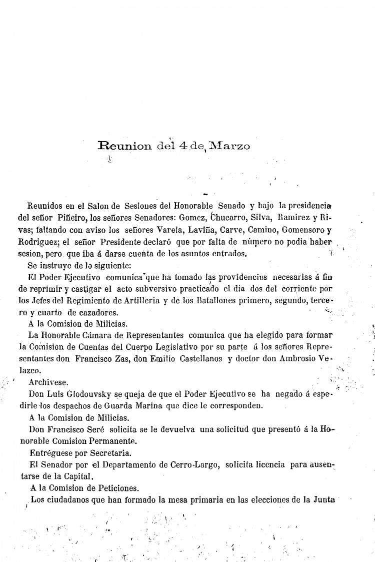 DIARIO DE SESIONES DE LA CAMARA DE SENADORES del 04/03/1873